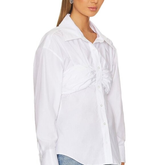 NWT Alexander Wang Ruched Bandeau Open Front Shirt in Bright White size 0 - Picture 1 of 9